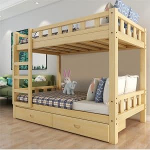 Thiết kế phòng ngủ giường tầng gỗ tự nhiên