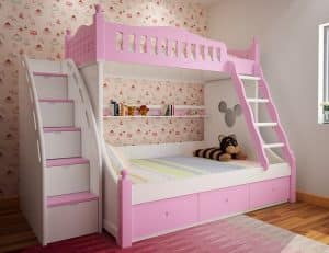 Mẫu thiết kế phòng ngủ giường tầng cho các bé gái
